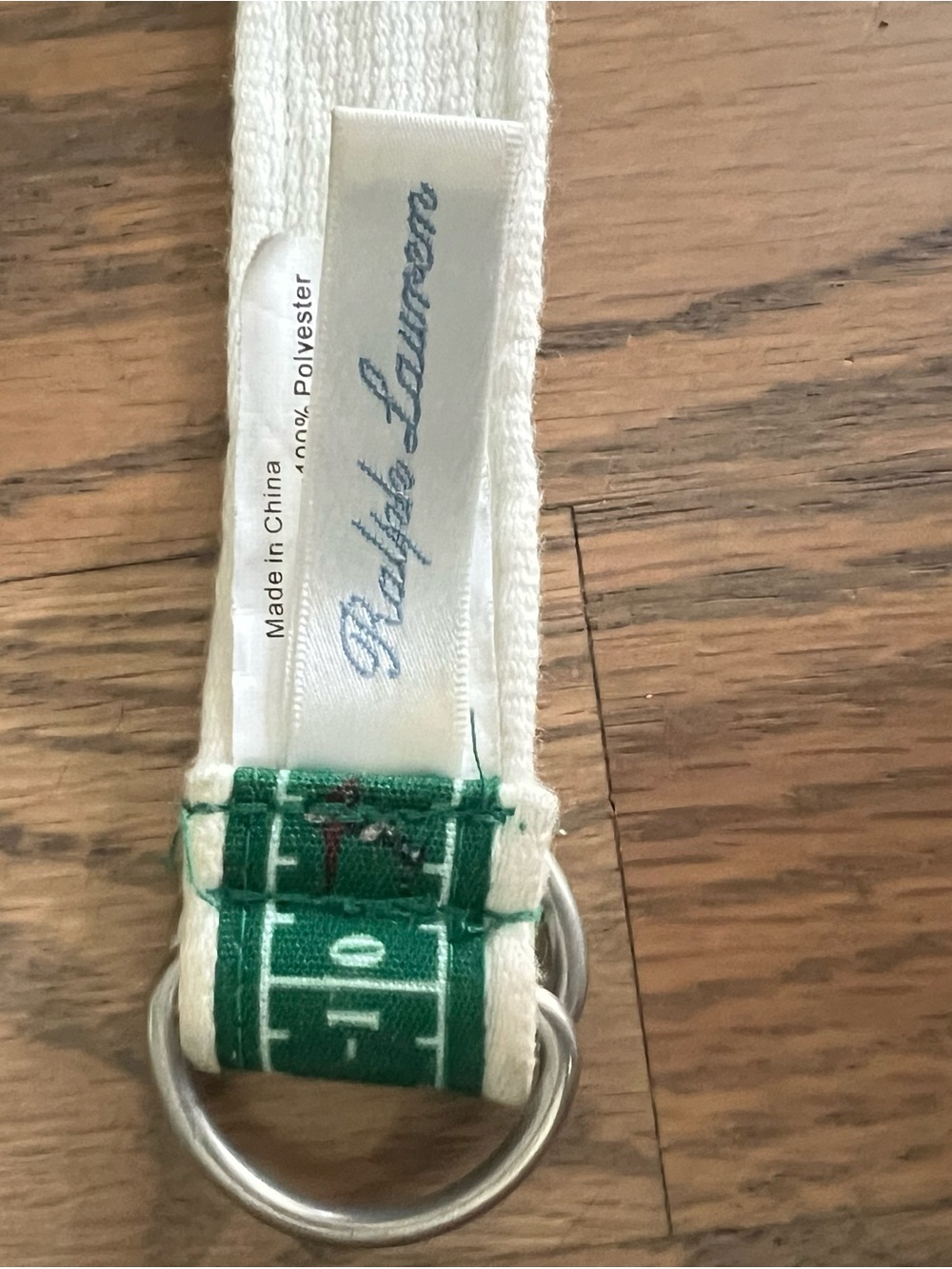 Ralph Lauren White Strap with Green Football Field Accent